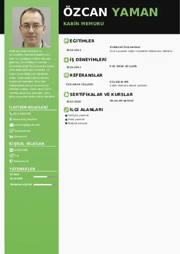 Hostes CV Örnekleri cv indir